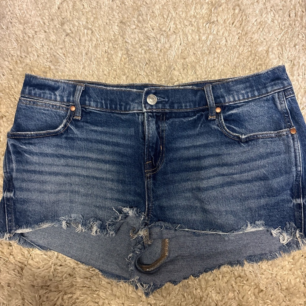 American Eagle Outfitters Blue Distressed Jean Shorts